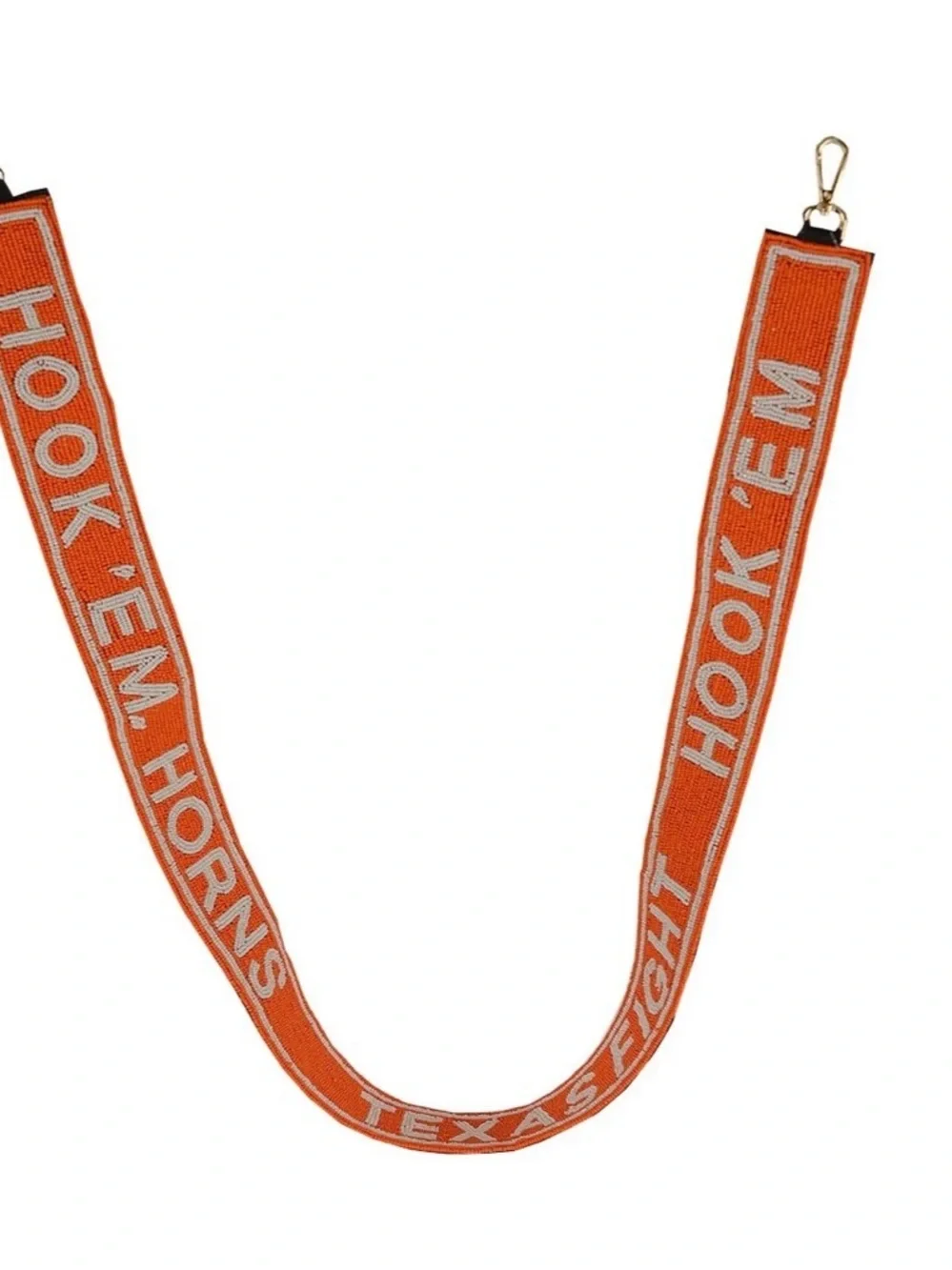 Orange 'Hook 'Em Horns' Team Lanyard Strap
